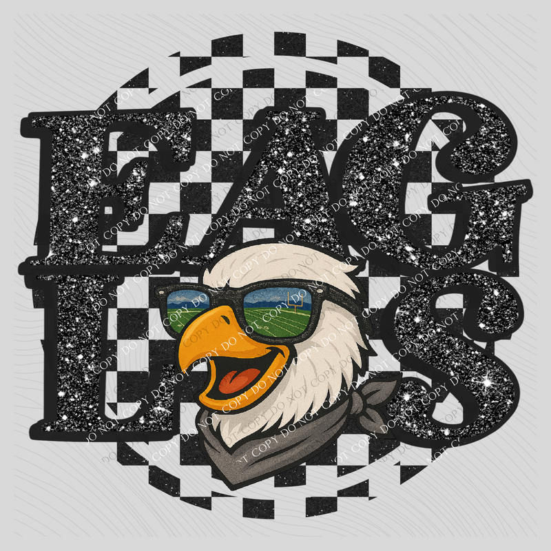 Eagles Mascot Checkered Bling Digital Design, PNG
