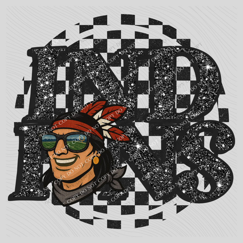 Indians Mascot Checkered Bling Digital Design, PNG