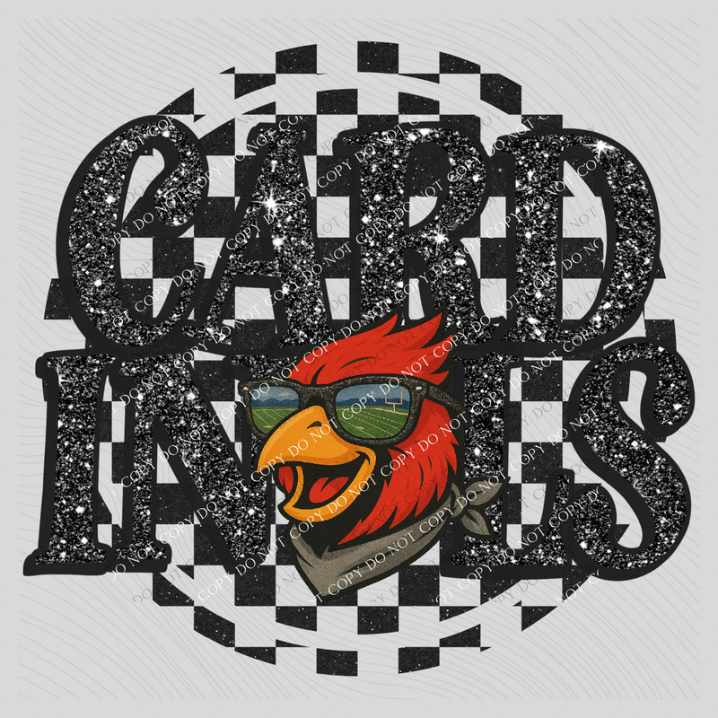 Cardinals Mascot Checkered Bling Digital Design, PNG