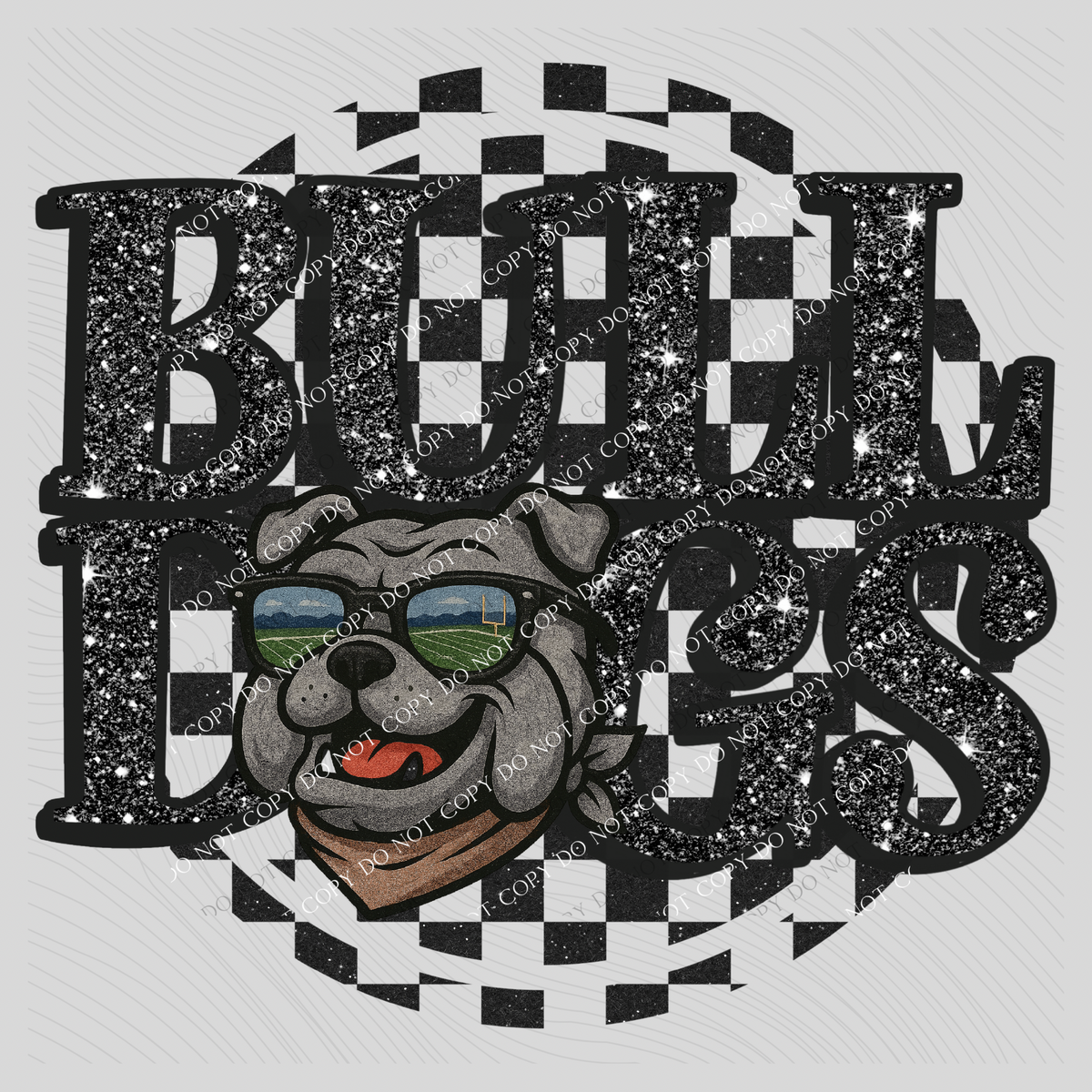 Bulldogs Mascot Checkered Bling Digital Design, PNG