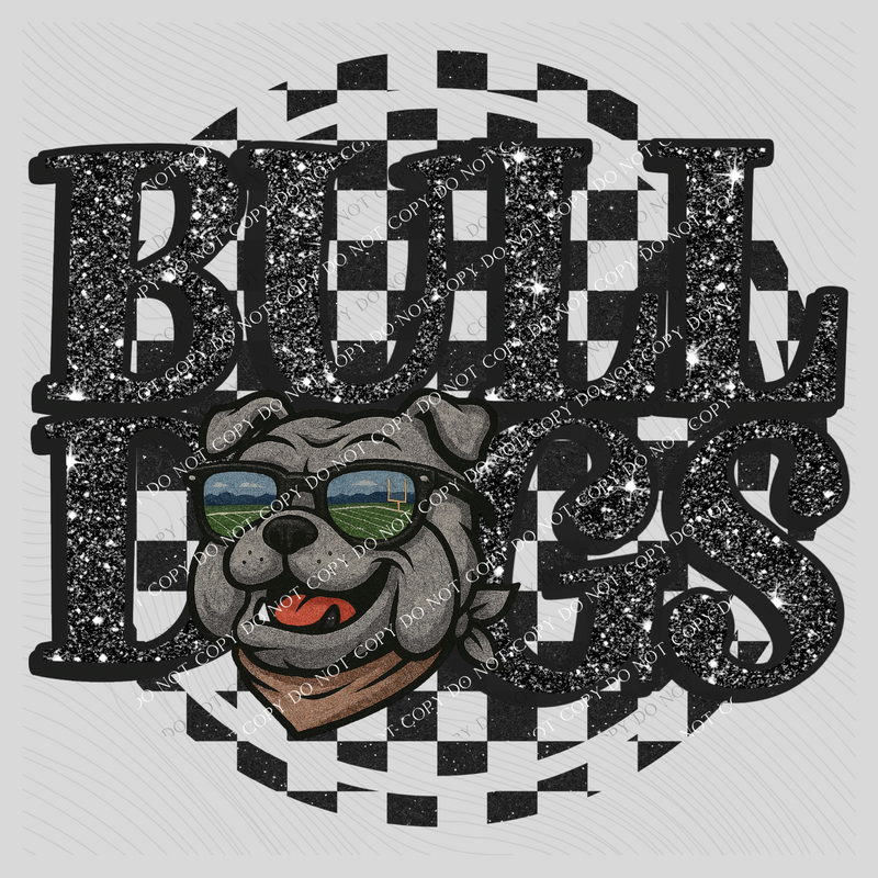 Bulldogs Mascot Checkered Bling Digital Design, PNG
