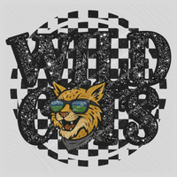 Wildcats Mascot Checkered Bling Digital Design, PNG