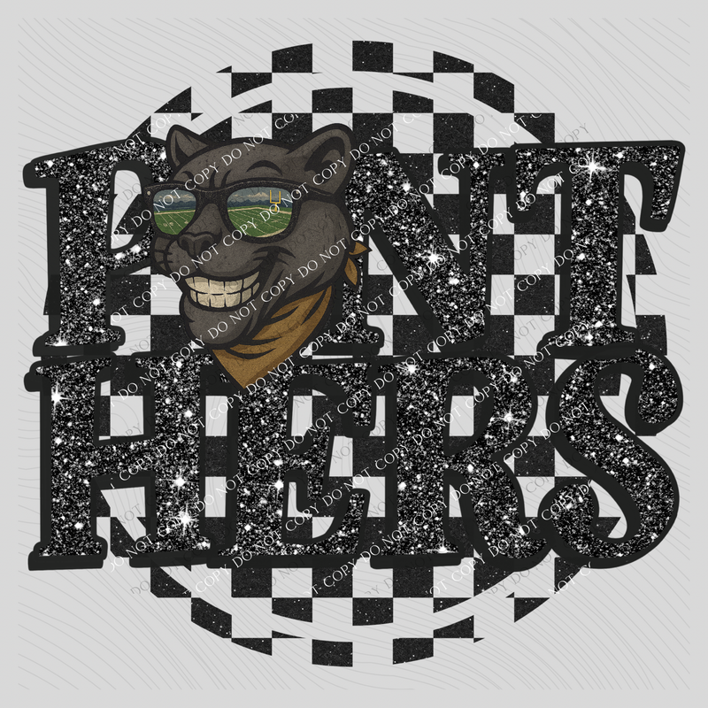 Panthers Mascot Checkered Bling Digital Design, PNG