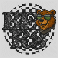 Bears Mascot Checkered Bling Digital Design, PNG
