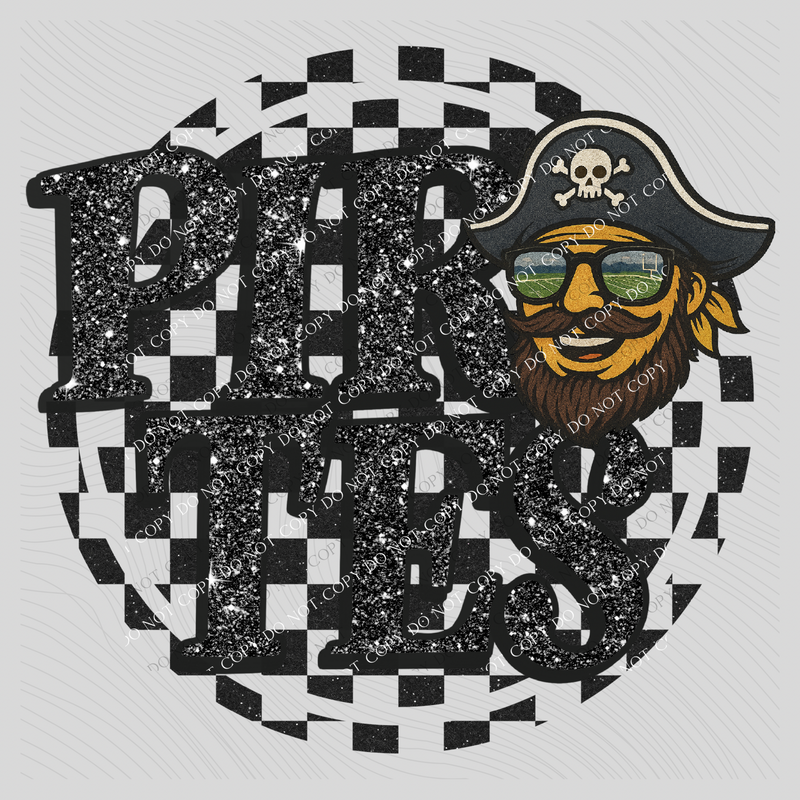 Pirates Mascot Checkered Bling Digital Design, PNG