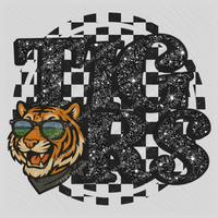 Tigers Mascot Checkered Bling Digital Design, PNG