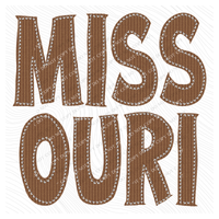 Missouri Knitted Stitched Patch Digital Design in Brown, PNG