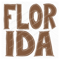 Florida Knitted Stitched Patch Digital Design in Brown, PNG