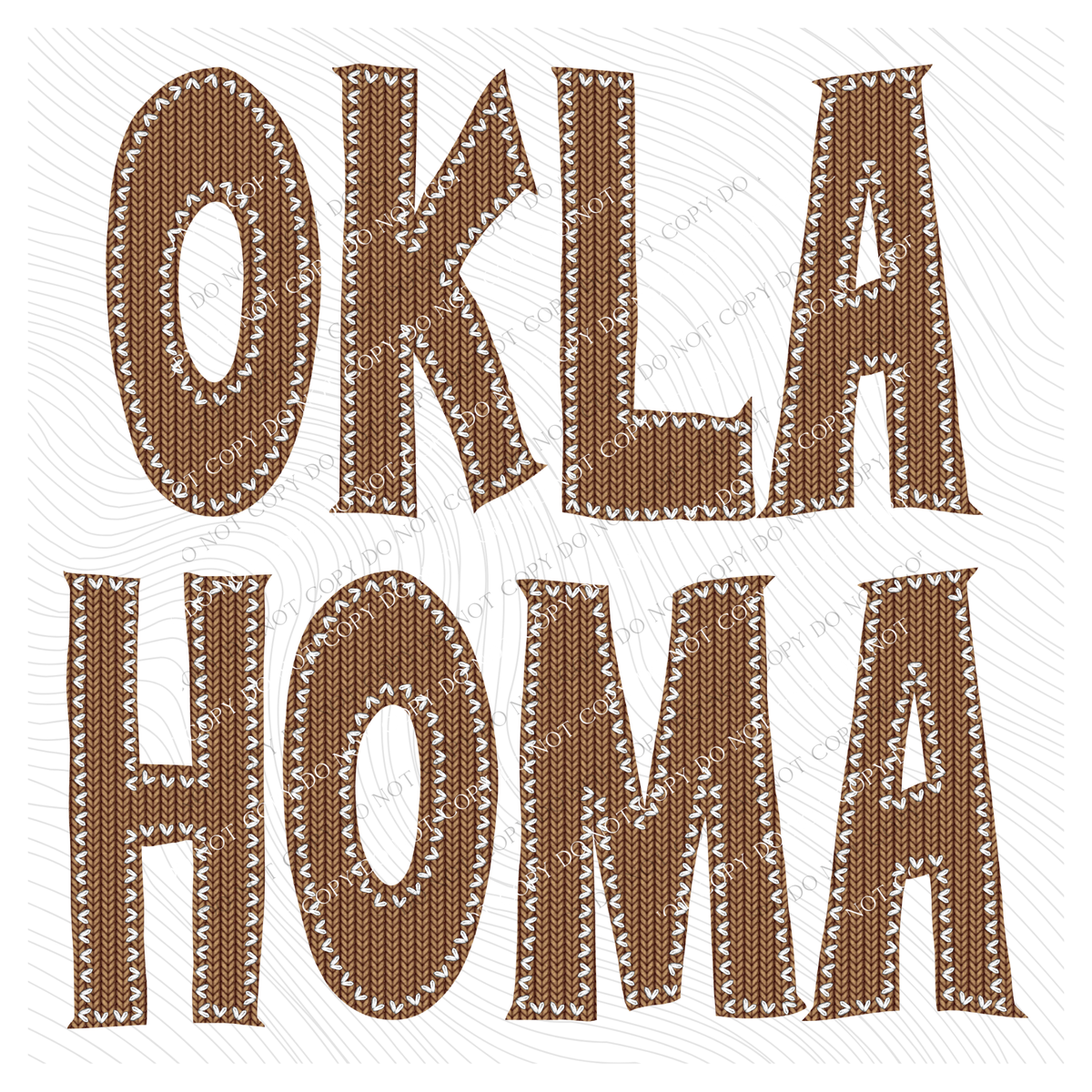 Oklahoma Knitted Stitched Patch Digital Design in Brown, PNG