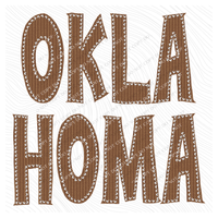 Oklahoma Knitted Stitched Patch Digital Design in Brown, PNG