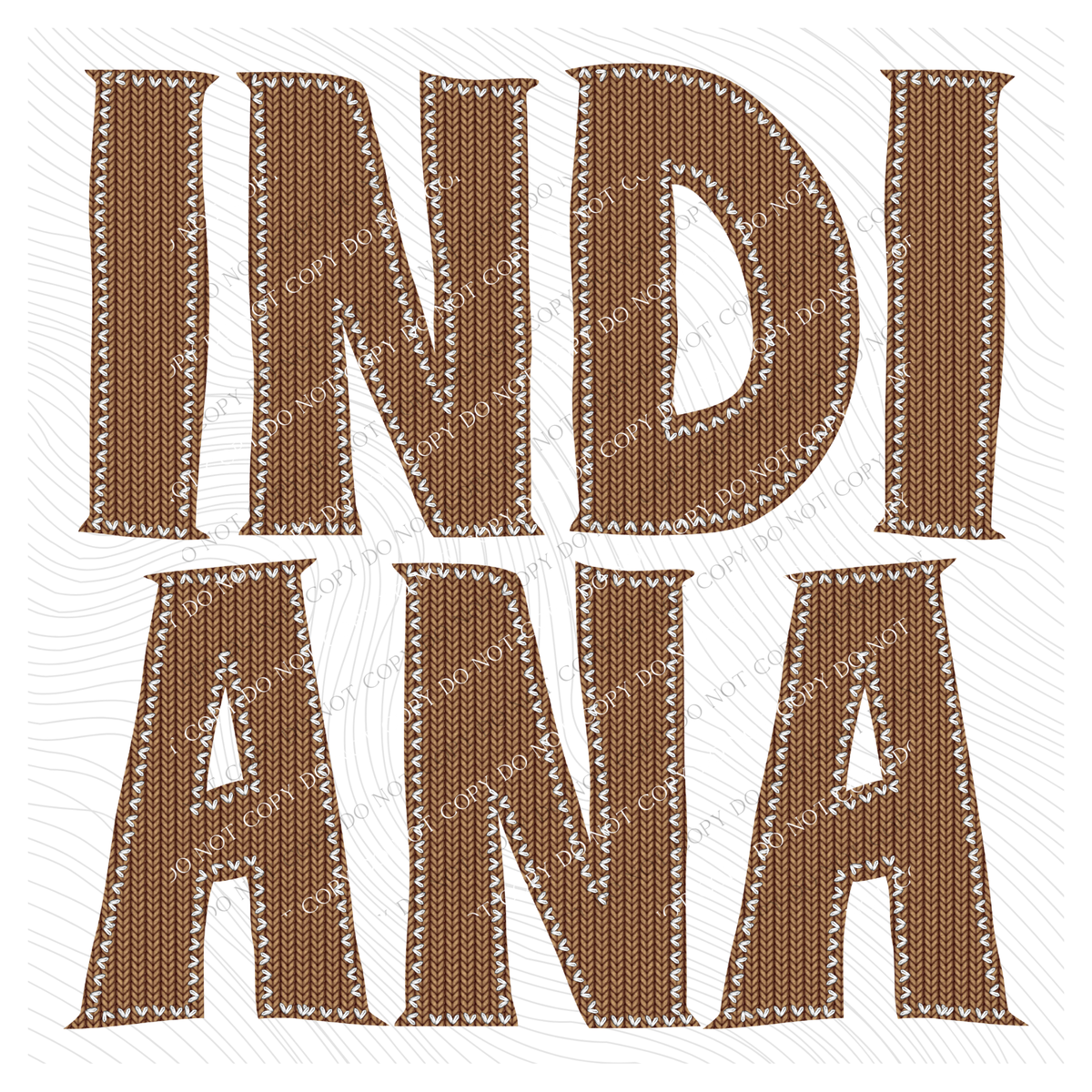 Indiana Knitted Stitched Patch Digital Design in Brown, PNG