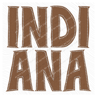 Indiana Knitted Stitched Patch Digital Design in Brown, PNG