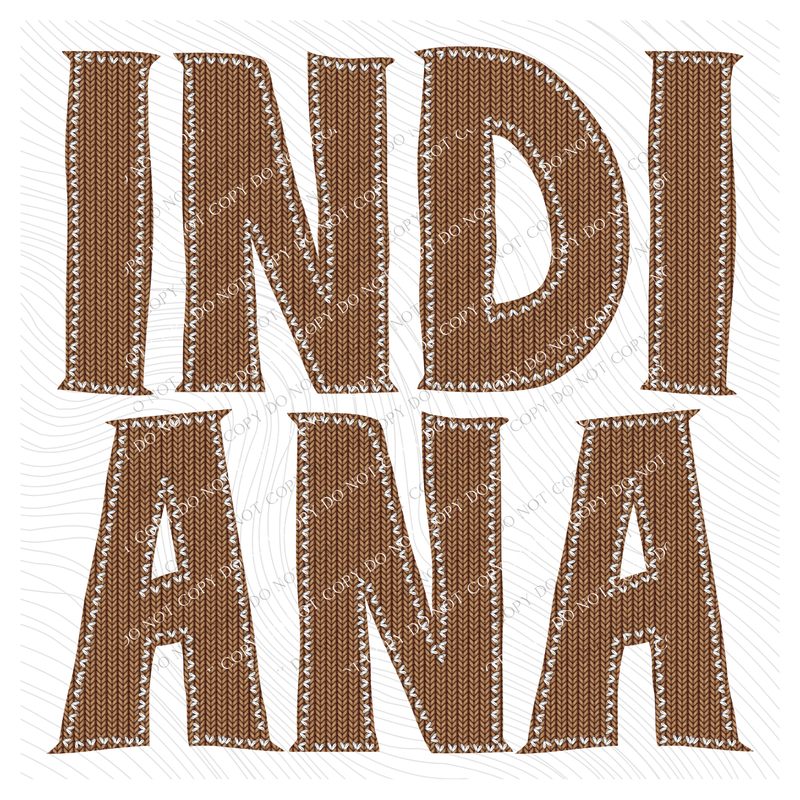 Indiana Knitted Stitched Patch Digital Design in Brown, PNG