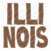 Illinois Knitted Stitched Patch Digital Design in Brown, PNG