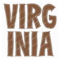 Virginia Knitted Stitched Patch Digital Design in Brown, PNG