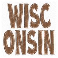 Wisconsin Knitted Stitched Patch Digital Design in Brown, PNG