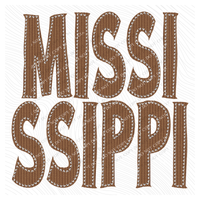 Mississippi Knitted Stitched Patch Digital Design in Brown, PNG