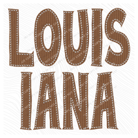 Louisiana Knitted Stitched Patch Digital Design in Brown, PNG