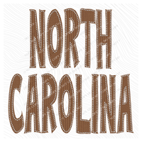 North Carolina Knitted Stitched Patch Digital Design in Brown, PNG