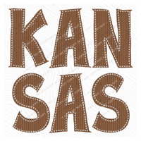 Kansas Knitted Stitched Patch Digital Design in Brown, PNG