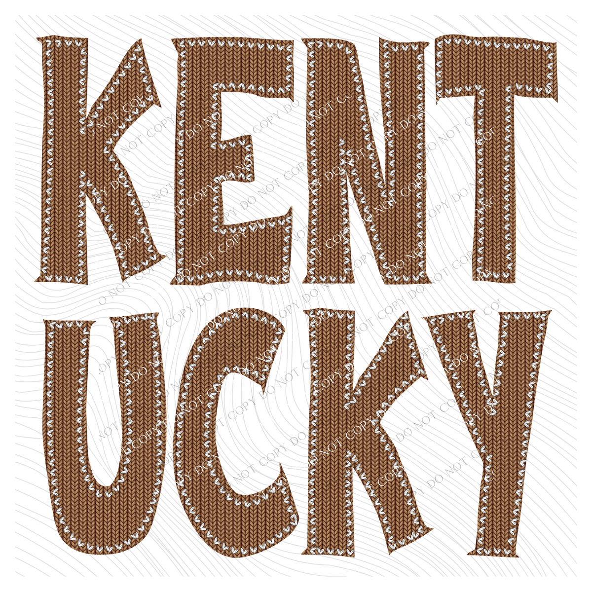 Kentucky Knitted Stitched Patch Digital Design in Brown, PNG
