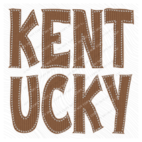 Kentucky Knitted Stitched Patch Digital Design in Brown, PNG