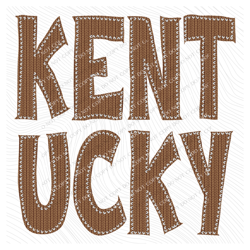 Kentucky Knitted Stitched Patch Digital Design in Brown, PNG
