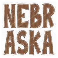 Nebraska Knitted Stitched Patch Digital Design in Brown, PNG
