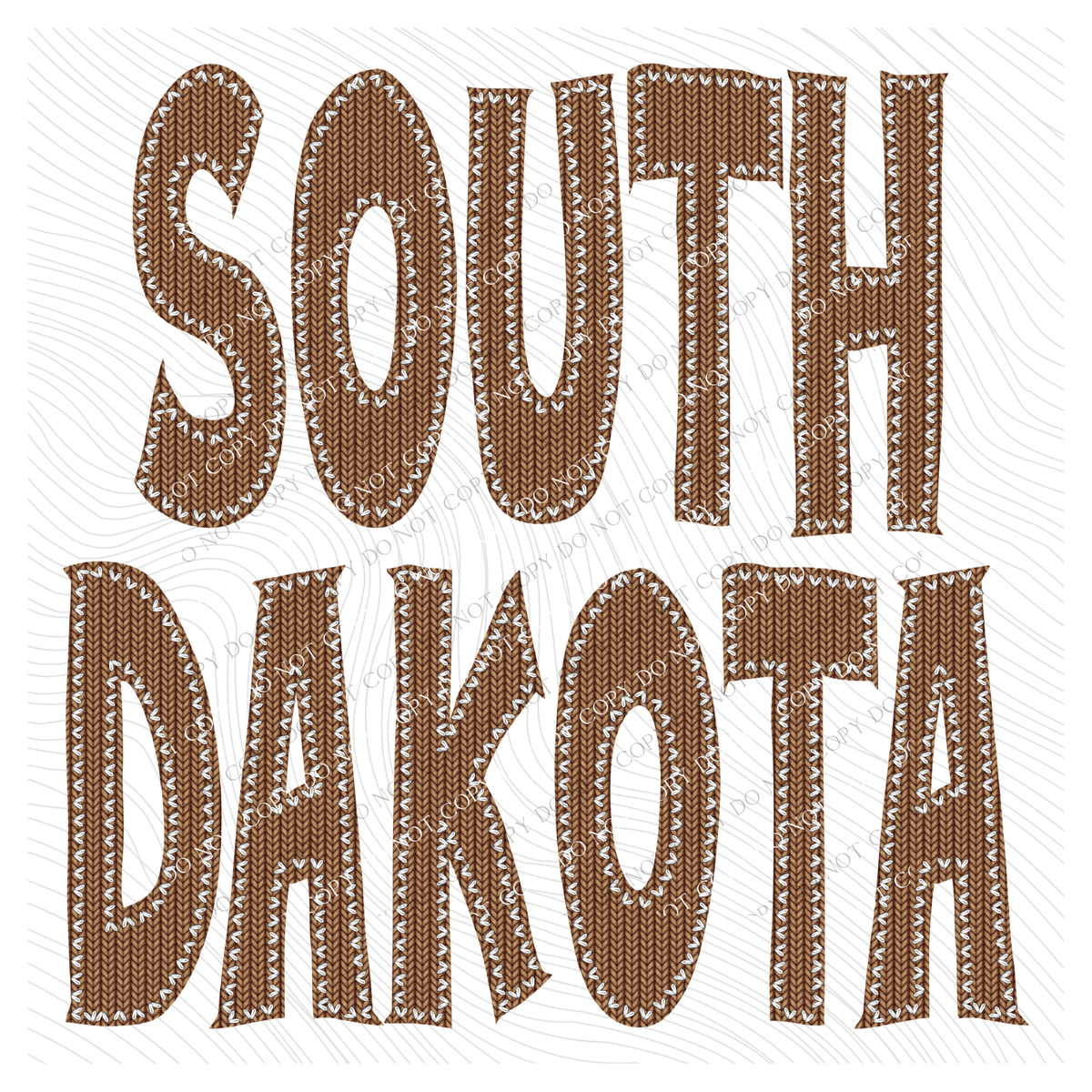 South Dakota Knitted Stitched Patch Digital Design in Brown, PNG