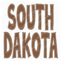 South Dakota Knitted Stitched Patch Digital Design in Brown, PNG