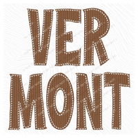 Vermont Knitted Stitched Patch Digital Design in Brown, PNG