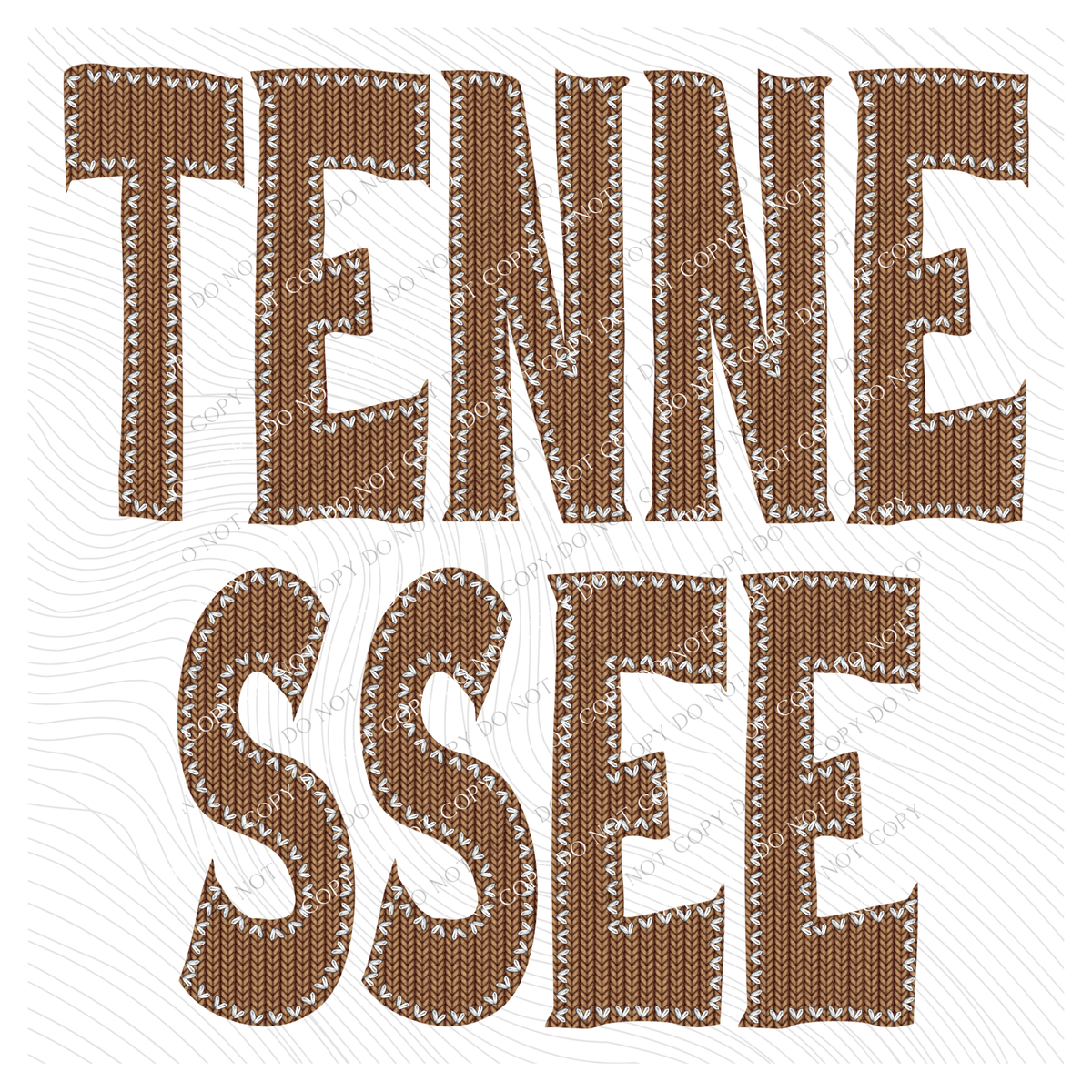 Tennessee Knitted Stitched Patch Digital Design in Brown, PNG