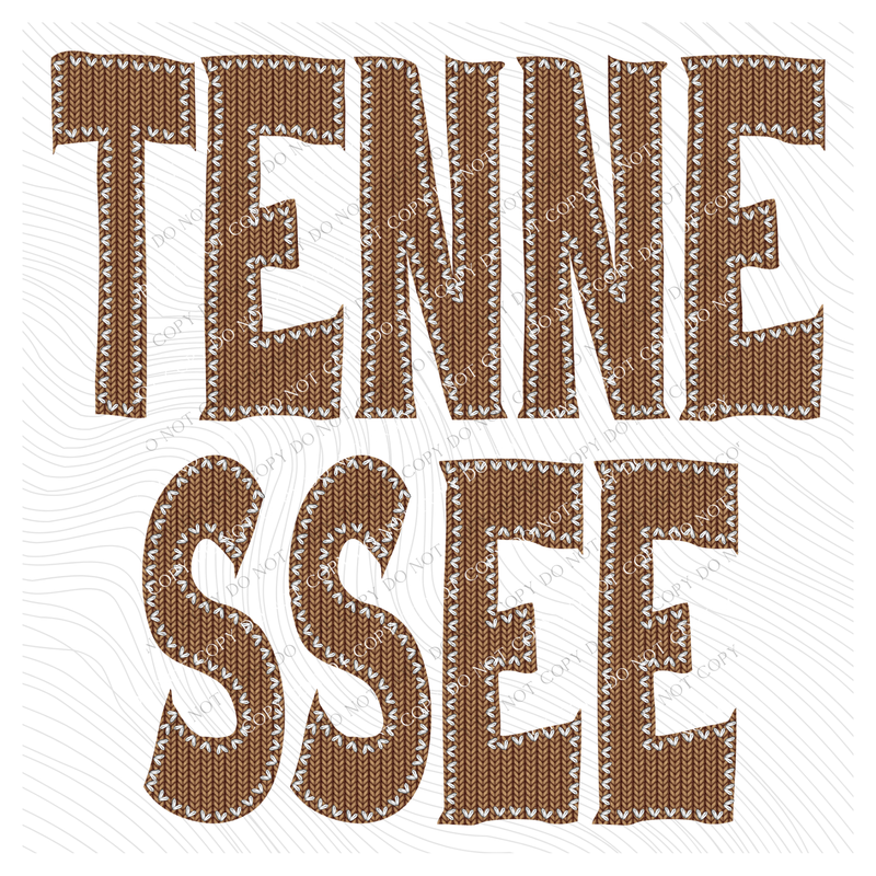 Tennessee Knitted Stitched Patch Digital Design in Brown, PNG
