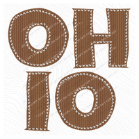 Ohio Knitted Stitched Patch Digital Design in Brown, PNG