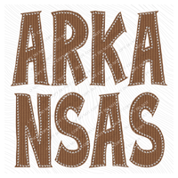 Arkansas Knitted Stitched Patch Digital Design in Brown, PNG