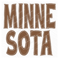 Minnesota Knitted Stitched Patch Digital Design in Brown, PNG