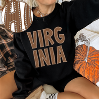 Virginia Knitted Stitched Patch Digital Design in Brown, PNG