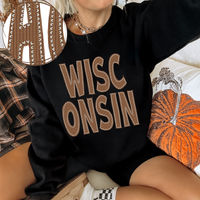 Wisconsin Knitted Stitched Patch Digital Design in Brown, PNG