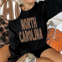 North Carolina Knitted Stitched Patch Digital Design in Brown, PNG