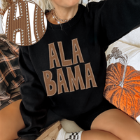 Alabama Knitted Stitched Patch Digital Design in Brown, PNG