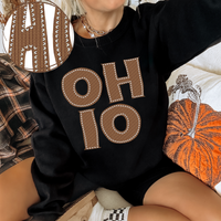 Ohio Knitted Stitched Patch Digital Design in Brown, PNG