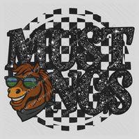 Mustangs Mascot Checkered Bling Digital Design, PNG