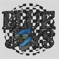 Bluejays Mascot Checkered Bling Digital Design, PNG