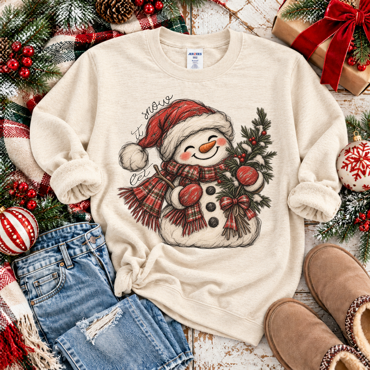 Let it Snow Cutie Snowman Digital Design, PNG