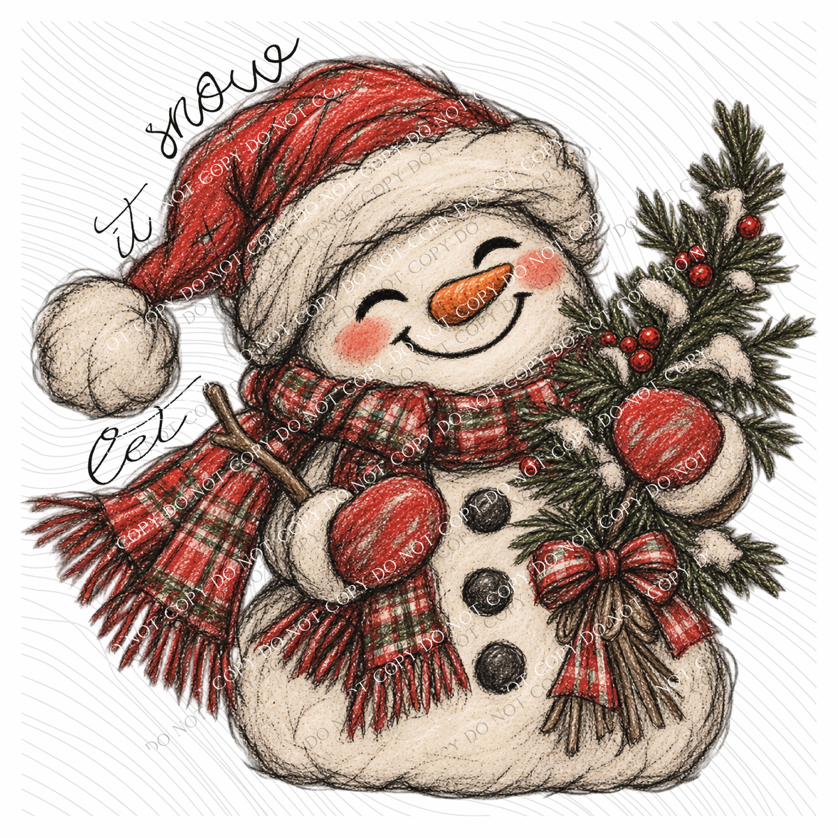 Let it Snow Cutie Snowman Digital Design, PNG