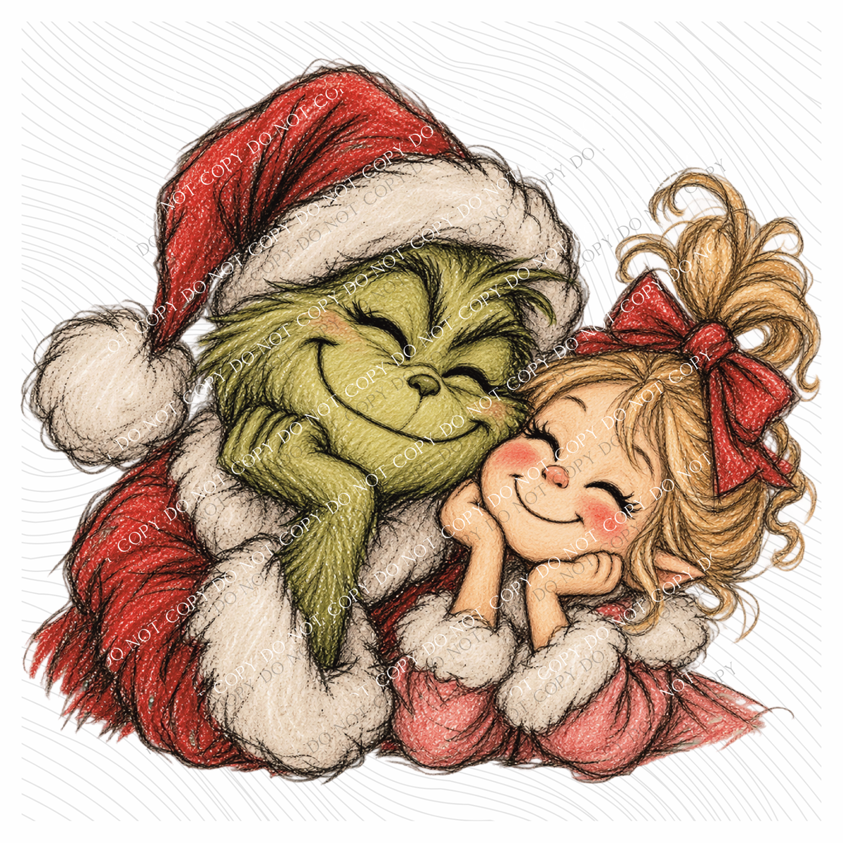 Grinch & Cindy Lou Who Digital Design, PNG