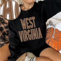 West Virginia Knitted Stitched Patch Digital Design in Brown, PNG