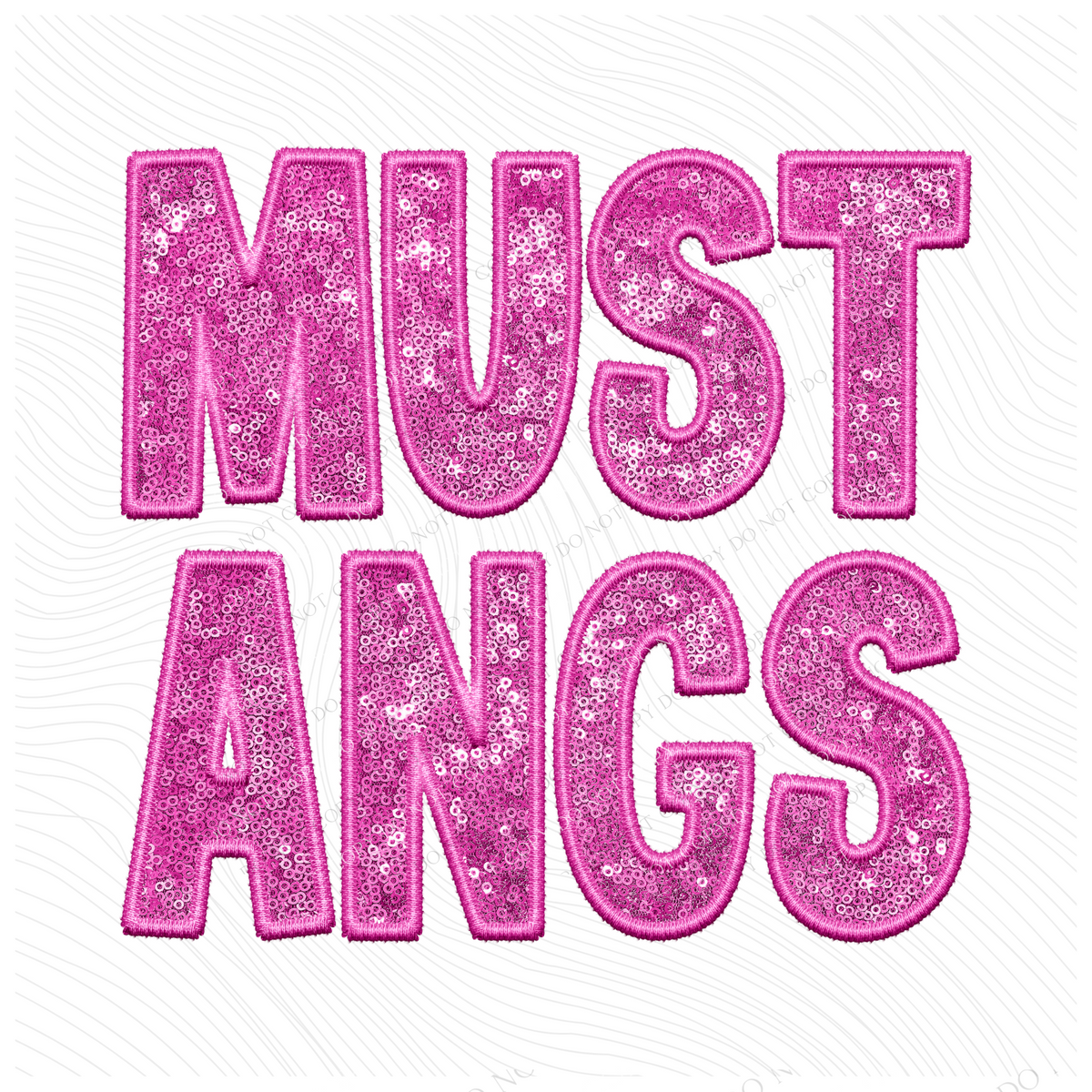 Mustangs Embroidery & Sequin in Pink Mascot Digital Design, PNG