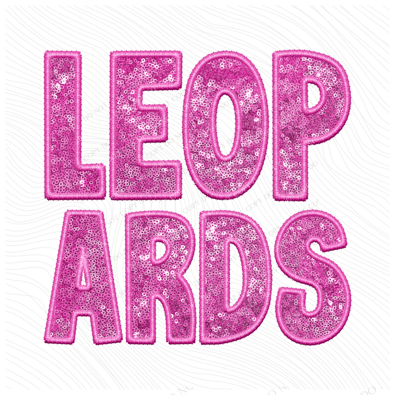 Leopards Embroidery & Sequin in Pink Mascot Digital Design, PNG