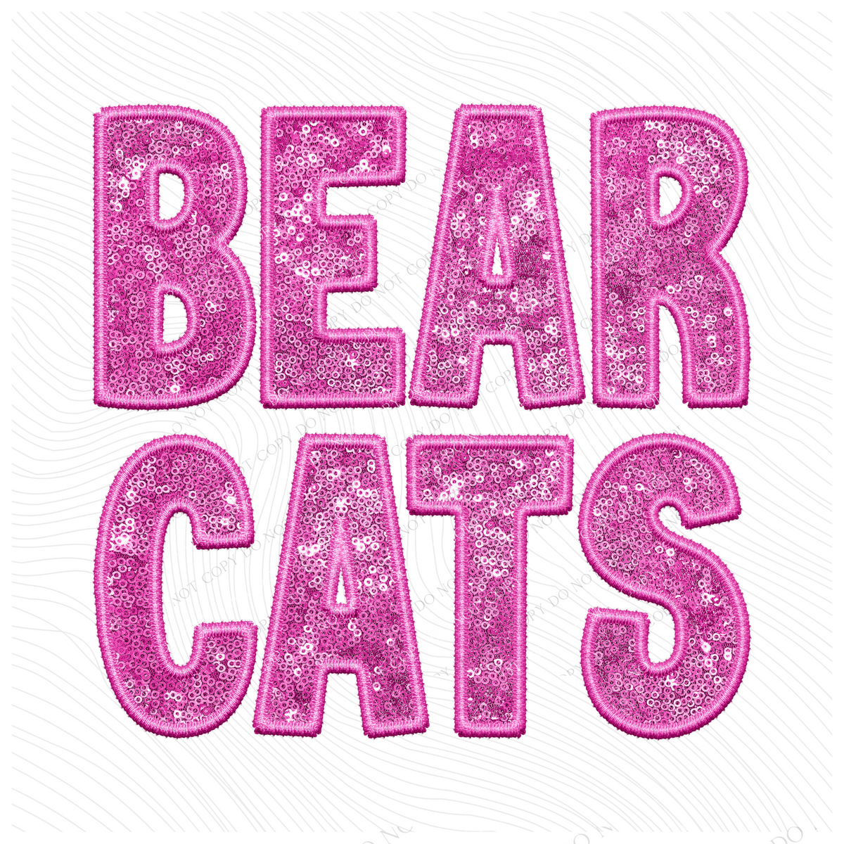 Bearcats Embroidery & Sequin in Pink Mascot Digital Design, PNG